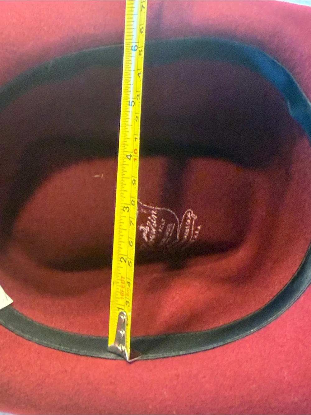 Classic Women's Burgundy Wool Felt Hat with Feather Accent - Picture 8 of 8